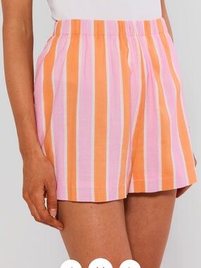 Avara Striped Pink and Orange Elastic-Waist Shorts